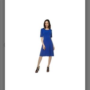 Liquid Knit Dress w/ Banded Split Elbow Sleeves